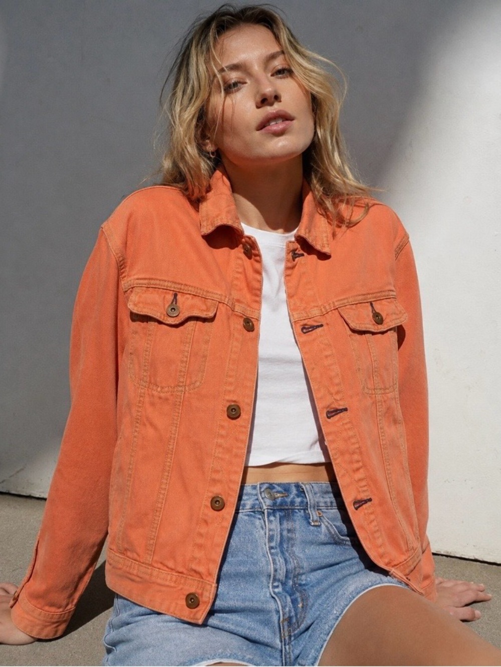NWT Urban Renewal Vintage/Recycle/ Remade Collection Orange Denim Jacket